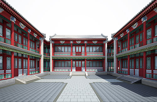 惠济北京四合院设计古建筑鸟瞰图展示